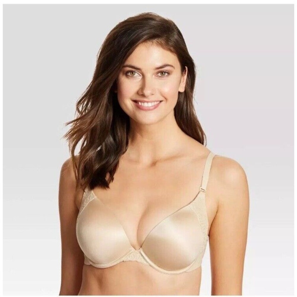 Maidenform Love The Lift Push-Up Demi Cup Bra Size 36C Nude Beige Convertible